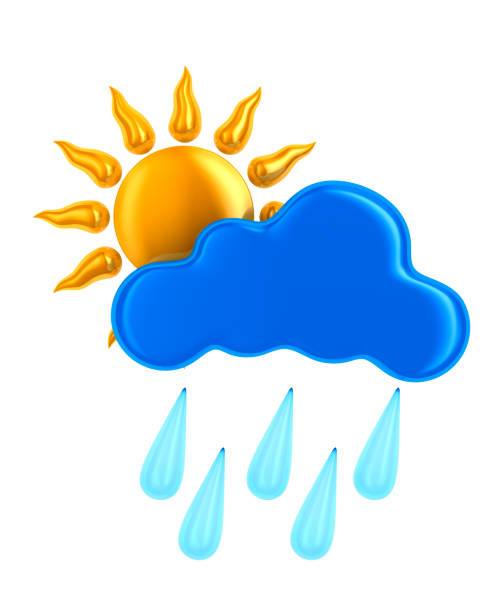 istock sun and cloud and drop on white background. Isolated 3D illustration 916189086