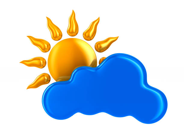 雲と白い背景の太陽。分離の 3 d 図 - 5545 ストックフォトと画像