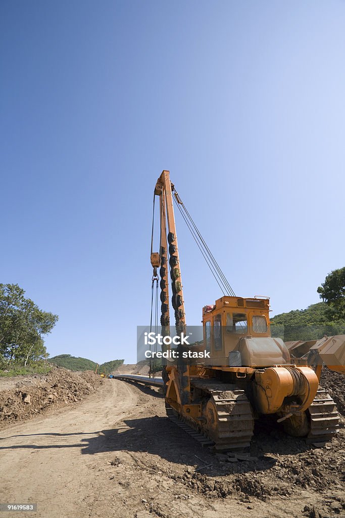 construction of a new oil pipeline  Agricultural Machinery Stock Photo