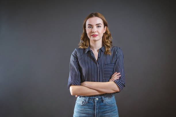 istock Gorgeous girl in striped shirt 916196912