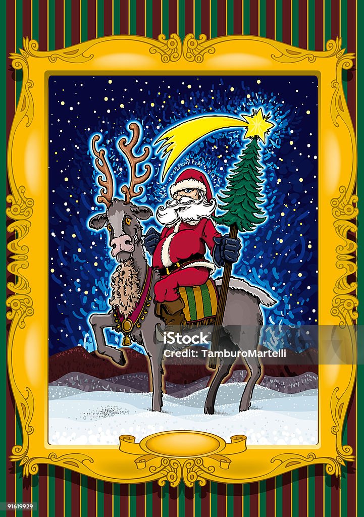Santa Claus na koniu - Zbiór ilustracji royalty-free (Boże Narodzenie)