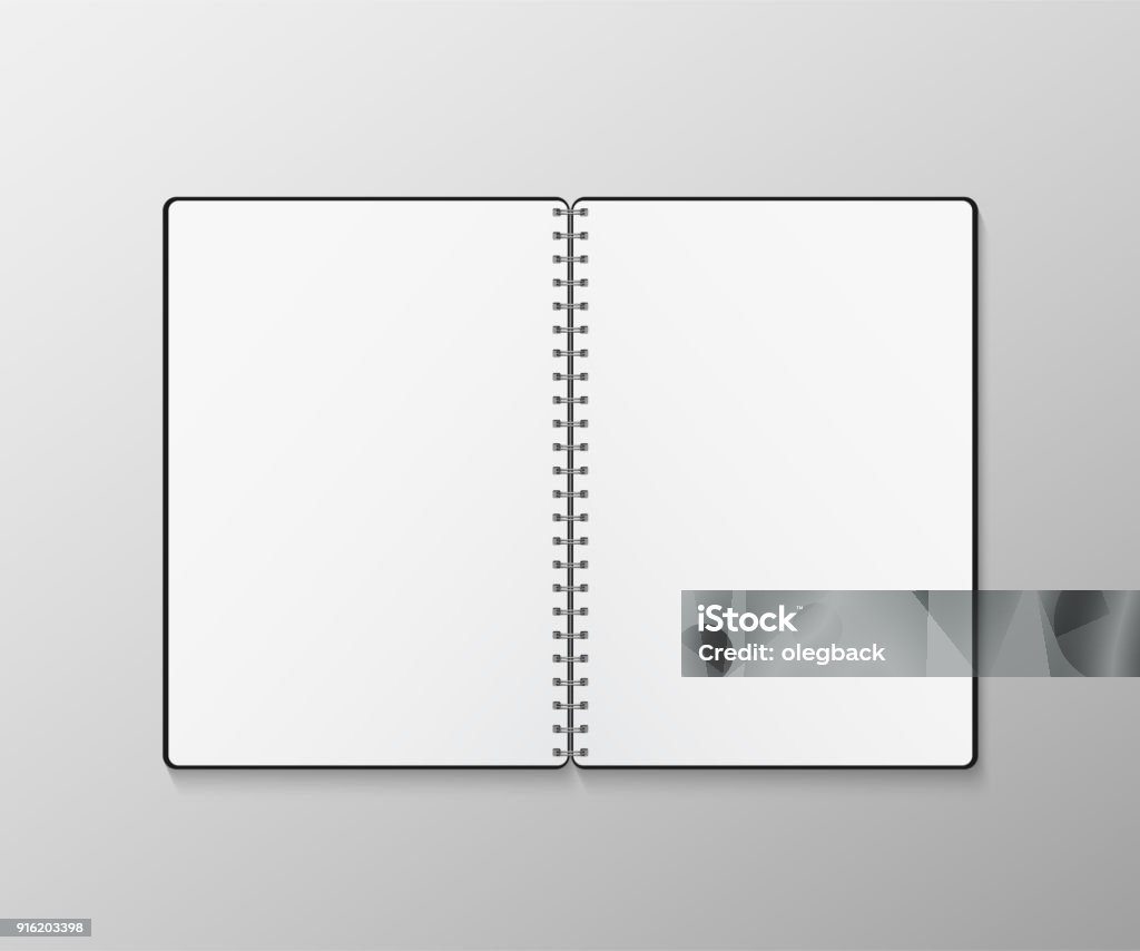 Grey Notebook Vector Vector Opened Blank Notebook Isolated On Gray Background Stock ...