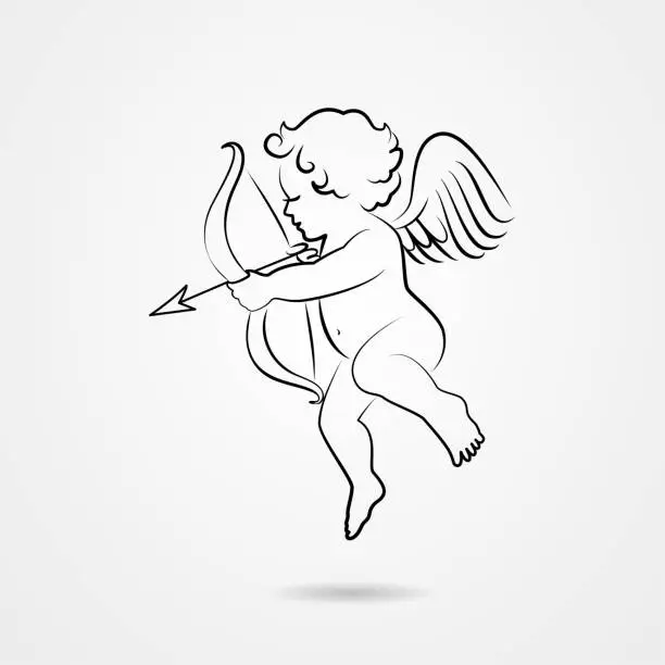 Vector illustration of Hand drawn sketch of cupid