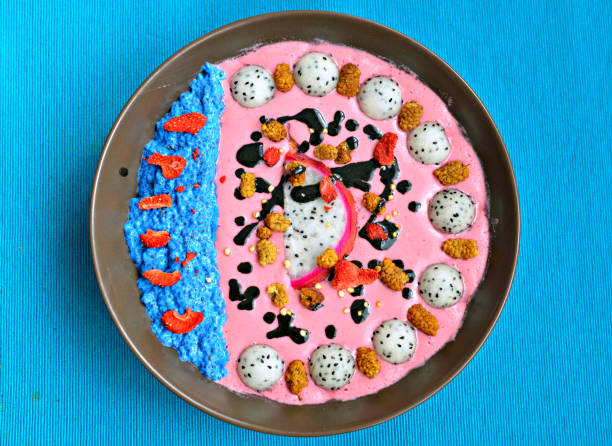 Blue and pink smoothie bowl