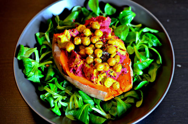 Roasted sweet potato with toppings