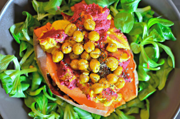 istock Roasted sweet potato with toppings 916204598