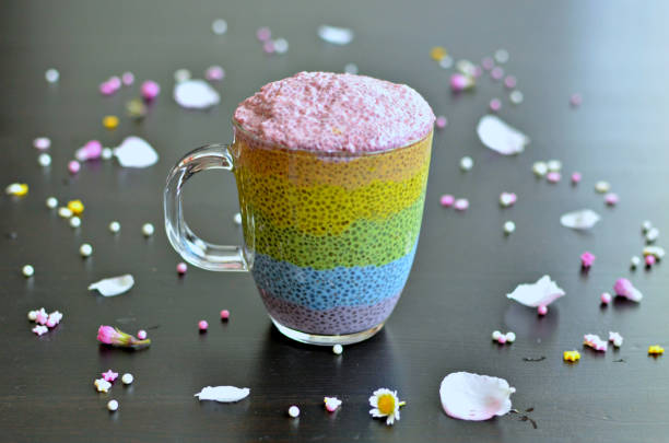 Rainbow chia pudding jar