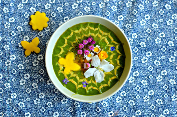istock Green smoothie bowl with toppings. 916204658