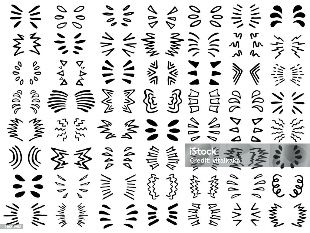 Web set of designs for text and inscriptions Doodle stock vector