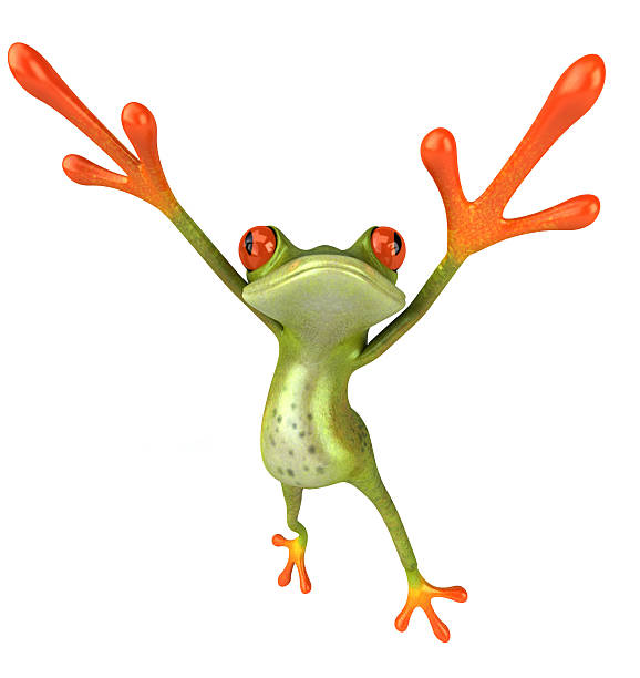 istock A frog jumping with stretchy legs isolated on white 91621540