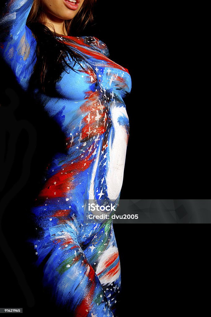 Um jovem mulheres slim com Pintura de corpo - Royalty-free Abstrato Foto de stock