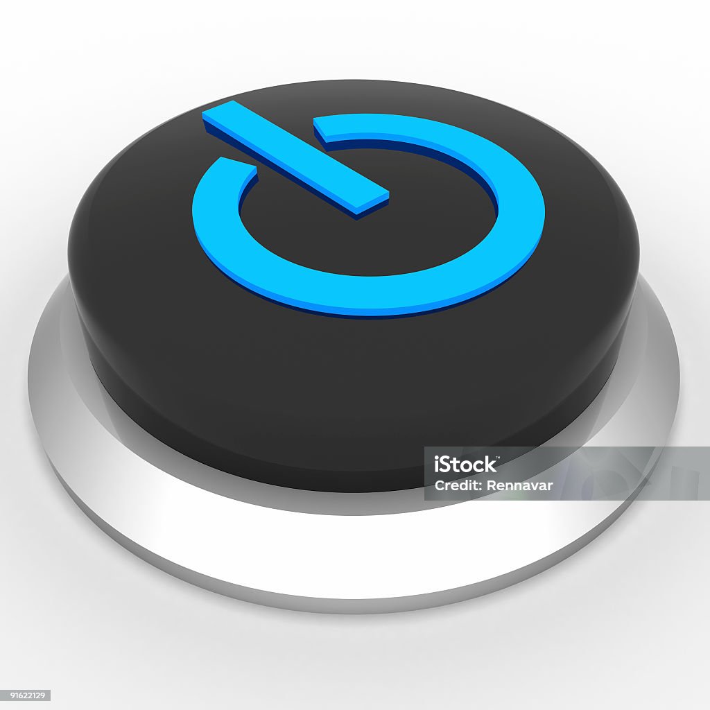 Button whit power symbol  Black Color Stock Photo