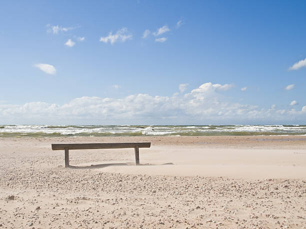 istock Wooden bench at the beach 91622812