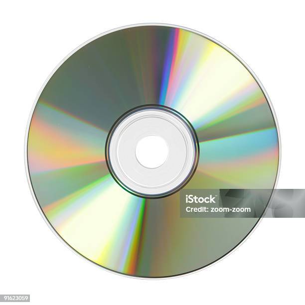 Lone Compact Disc On White Background Stock Photo - Download Image Now - Compact Disc, DVD, White Background