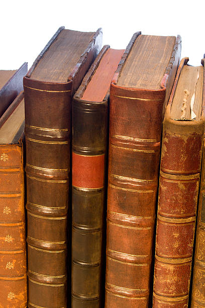 istock Row of old leather bound books 91623118