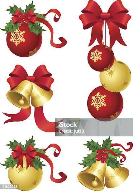 Decoração De Natal - Arte vetorial de stock e mais imagens de Azevinho - Azevinho, Bola de Árvore de Natal, Comemoração - Conceito