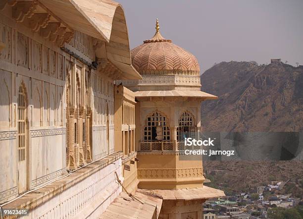 Forte Ambar Jaipur Índia - Fotografias de stock e mais imagens de Amarelo - Amarelo, Arenito, Arquitetura