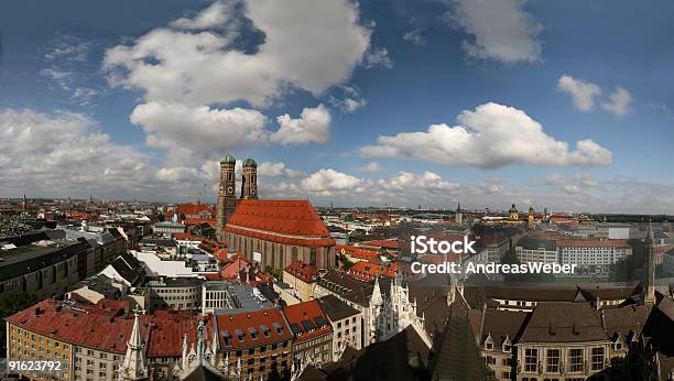 Munich Panorama With Frauenkirche Stock Photo - Download Image Now - Beer Festival, Munich, Aerial View