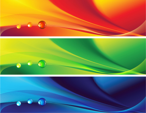 Vector illustration - Abstract banners of three colours