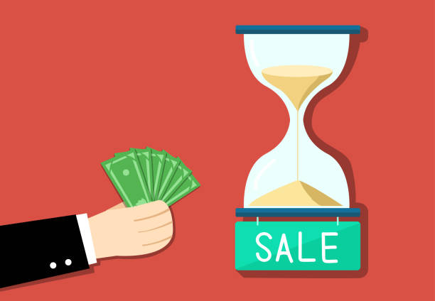 istock Businessman want to buy time by his money, vector 916249958