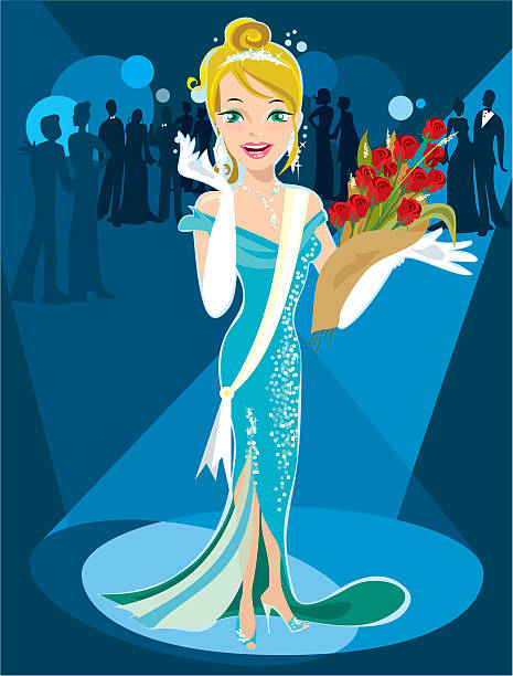 Beauty Queen A young blond woman has just been crowned Miss World beauty queen stock illustrations