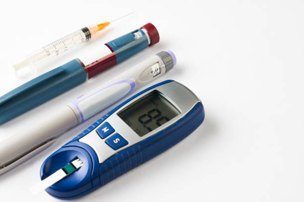 istock Diabetic equipment isolated on white 916252624