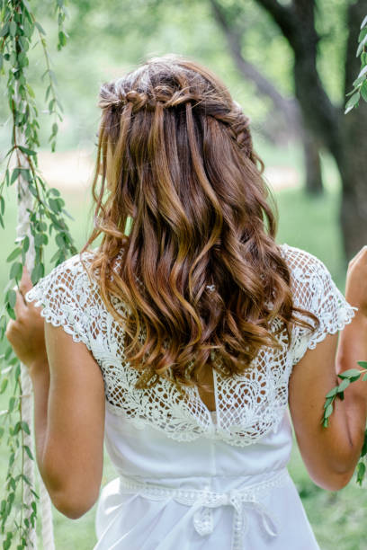 istock Beautiful wedding hairstyle with the bride turning back. 916252936