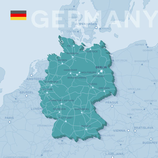 ilustraciones, imágenes clip art, dibujos animados e iconos de stock de mapa de ciudades y carreteras en alemania. - nordrhein westfalen flag