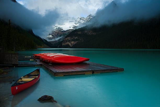 istock Canoes at Lake Louise 91625362