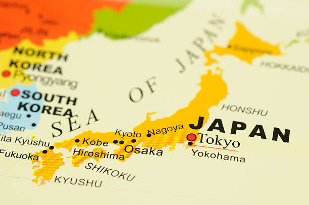 Japan on map  kanto region stock pictures, royalty-free photos & images