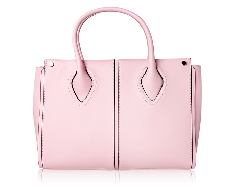 Pink women bag isolated.