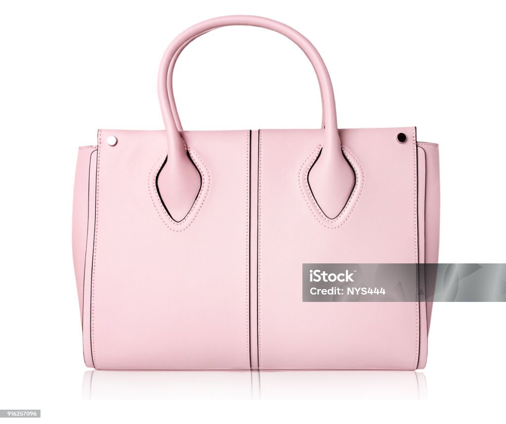Pink women bag isolated. Pink women bag isolated onn white.Leather handbag. Women Stock Photo