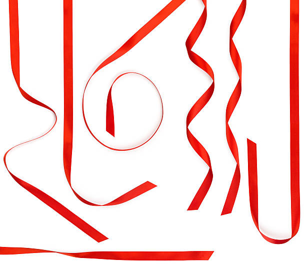 istock Red Ribbon Strips Isolated On White Background 91625863