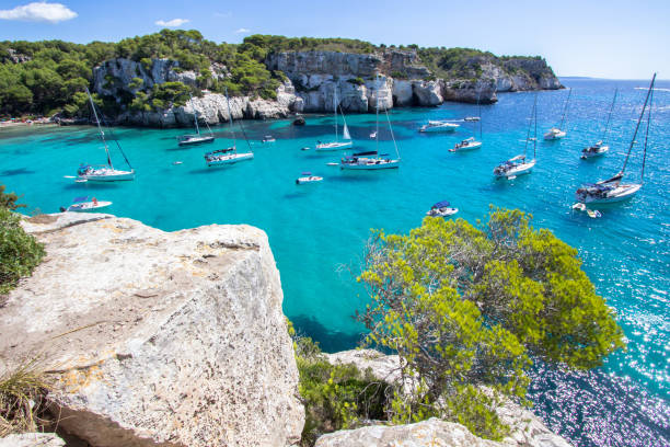 istock Boats and yachts on Macarella beach, Menorca, Spain 916260128