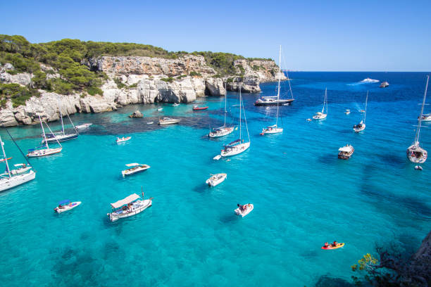 istock Boats and yachts on Macarella beach, Menorca, Spain 916260372