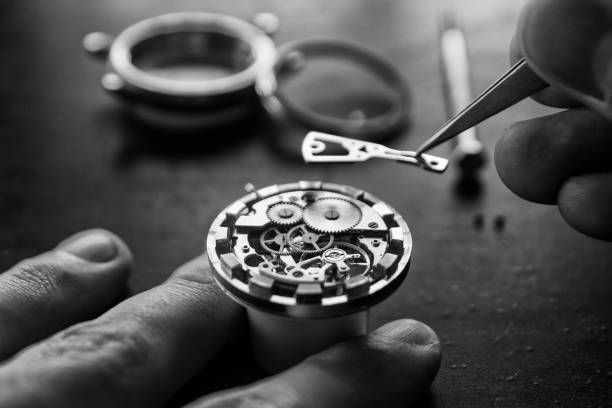 istock Process of installing a part on a mechanical watch, watch repair 916263836