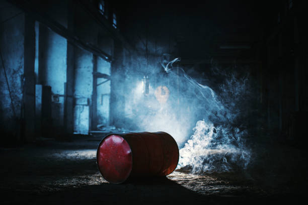 istock Barrel in abandoned old factory 916266944