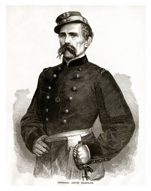 ilustrações, clipart, desenhos animados e ícones de gravura de guerra civil do general louis blenker - civil war general engraving men