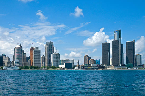 Detroit Postcard  detroit michigan stock pictures, royalty-free photos & images