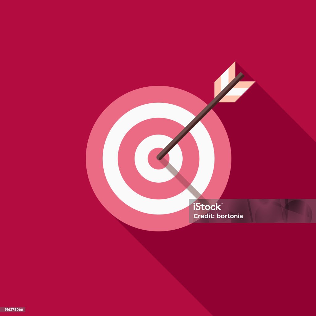 Bullseye Flat Design Valentine's Day Romance Icon A flat design styled romance and Valentine’s Day icon with a long side shadow. Color swatches are global so it’s easy to edit and change the colors. Sports Target stock vector