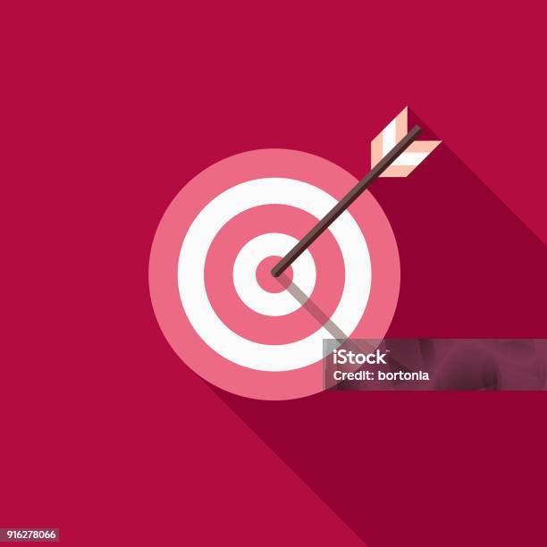 Bullseye Flat Design Valentines Day Romance Icon Stock Illustration - Download Image Now - Sports Target, Bull's-Eye, Icon Symbol