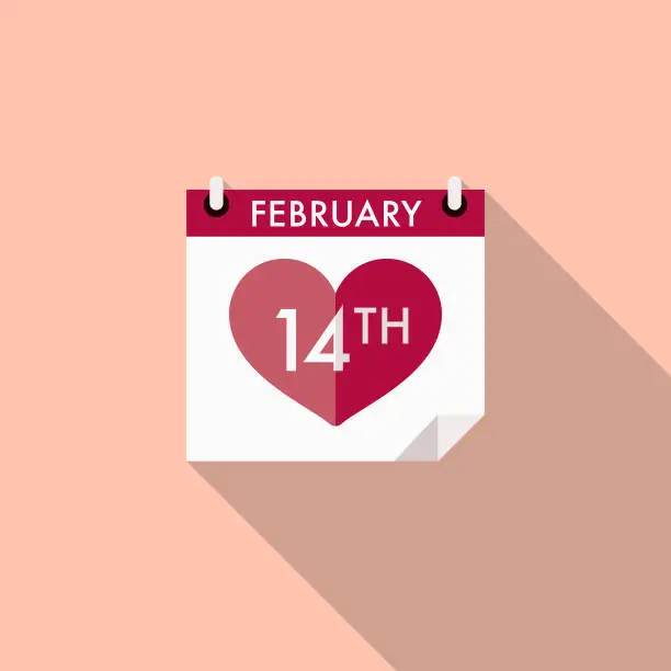 Vector illustration of Calendar Flat Design Valentine's Day Romance Icon