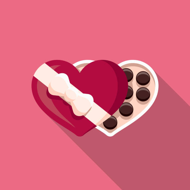illustrations, cliparts, dessins animés et icônes de chocolats design plat valentin icône romance - chocolate candy chocolate box candy