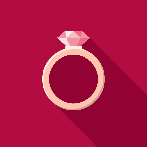 Engagement Ring Flat Design Valentine's Day Romance Icon A flat design styled romance and Valentine’s Day icon with a long side shadow. Color swatches are global so it’s easy to edit and change the colors. diamond ring clipart stock illustrations