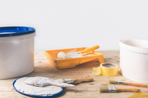 istock tools for repairs on wooden table in room 916280772