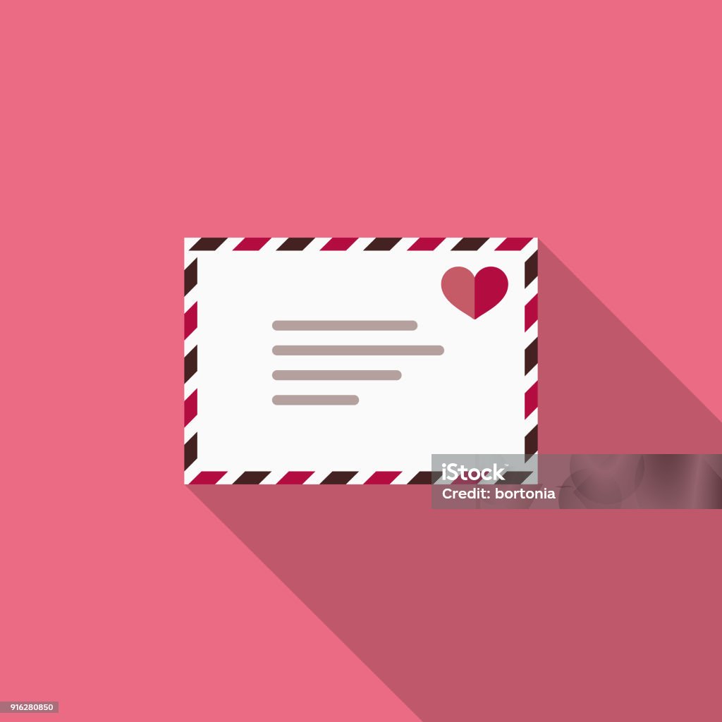 Love Letter Flat Design Valentine's Day Romance Icon A flat design styled romance and Valentine’s Day icon with a long side shadow. Color swatches are global so it’s easy to edit and change the colors. Love Letter stock vector