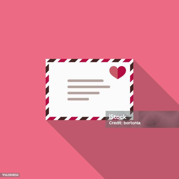 Love Letter Flat Design Valentines Day Romance Icon Stock Illustration - Download Image Now