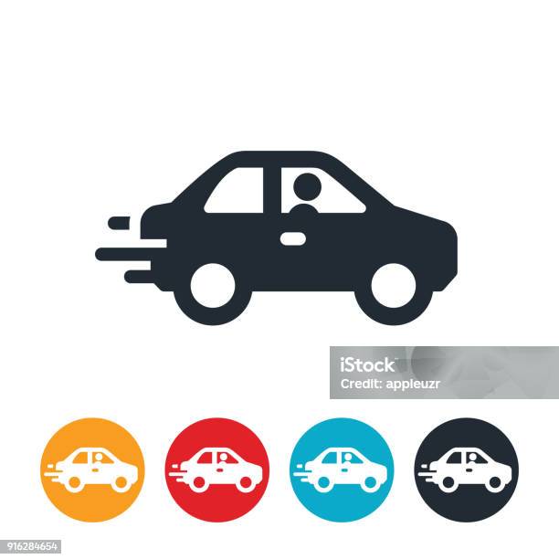 Speeding Car Icon Stock Illustration - Download Image Now - Car, Speed, Driving