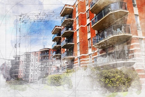 istock Apartment Building with Grunge Effect 916288434