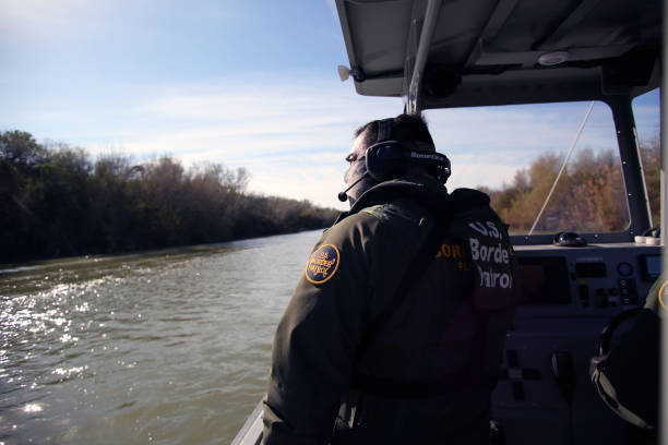 Border Patrol Riverine, Rio Grande River stock photo
